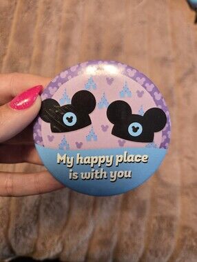 Disney Purple and Blue 'My Happy Place Is With You' Pin/Button